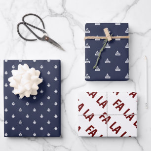 Nautische Marine und White Fa La Wrapping Paper Sh Geschenkpapier Set