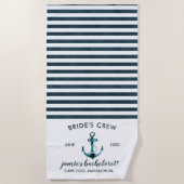 Nautische Marine & White Bachelorette Wochenende Strandtuch (Vorderseite)