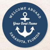 Nautische Marine Willkommen auf dem Schiff Name An Runder Pappuntersetzer (Vorderseite)