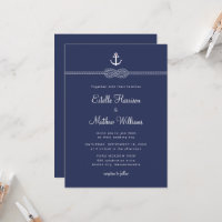 Nautische Marineblaue Anker-Seil-QR-Code-Hochzeit