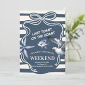 Nautische Marineküste Bachelorette Einladung (Stehend Vorderseite)