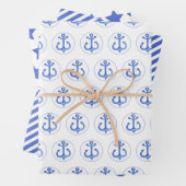 Nautische Marinemuster: Anker, Streifen und Sterne Geschenkpapier Set (Beispiel)