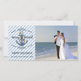 Nautische Merry & Verheiratet, blaue Streifen, ein Feiertagskarte