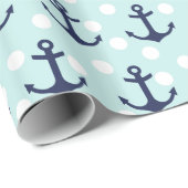 Nautische Minzpolka-Punkte und blaue Navy-Anker Geschenkpapier (Rolleneckpunkt)