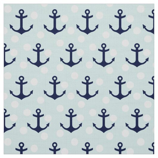 Nautische Minzpolka-Punkte und blaue Navy-Anker Stoff (Muster)