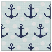 Nautische Minzpolka-Punkte und blaue Navy-Anker Stoff (Nahaufnahme)