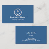 Nautische Monogram Anchor Navy Blue Business Cards Visitenkarte (Vorne/Hinten)