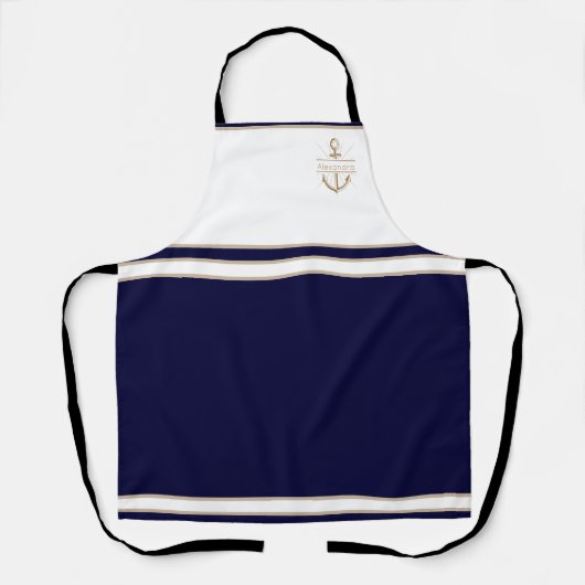 Nautische Monogram Navy Blue Anchor Schürze (Vorderseite)
