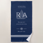 Nautische Monogram Navy Strandtuch (Vorderseite)
