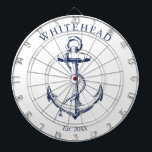 Nautische Monogramm-Anchor weiß Dartscheibe<br><div class="desc">Personalisierter nautischer Anker. Ideal für Wiedersehen,  Hochzeit oder Familiengeschenke.</div>