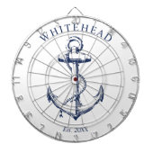 Nautische Monogramm-Anchor weiß Dartscheibe (vorne)