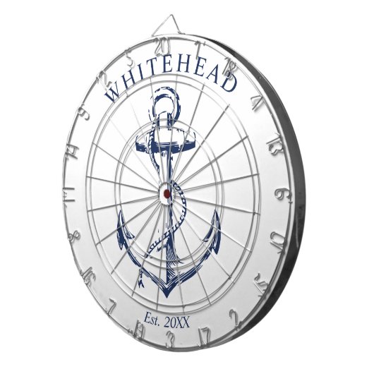 Nautische Monogramm-Anchor weiß Dartscheibe (Vorderseite rechts)