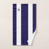 Nautische Monogramm auf marineblau-weiß gestreifte Badhandtuch Set (Handtuch)