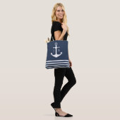 Nautische Monogramm | Blaue Ankerstange Tasche (Am Model)