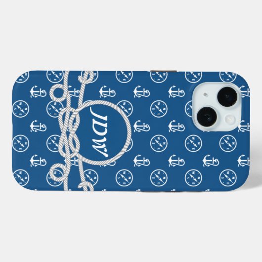 Nautische Monogramm Handy-Fall Case-Mate iPhone Hülle (Rückseite (Horizontal))
