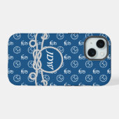 Nautische Monogramm Handy-Fall iPhone 15 Hülle (Rückseite (Horizontal))