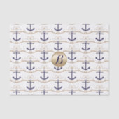 Nautische Monogramm-Party Seidenpapier (Vorderseite)