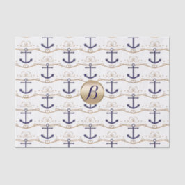 Nautische Monogramm-Party Seidenpapier