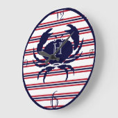 Nautische Monogramm rote Marinekrabe, weiße Krabbe Große Wanduhr (Winkel)
