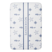 Nautische Monogramm Seepferd Starfish Navy Blue Sh Badematte (Vorderseite Vertikal)