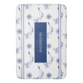 Nautische Monogramm Wale und Oktopus Marine Weiß Badematte (Vorderseite Vertikal)