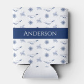 Nautische Monogramm Wale und Oktopus Marine Weiß Dosenkühler (Rückseite)