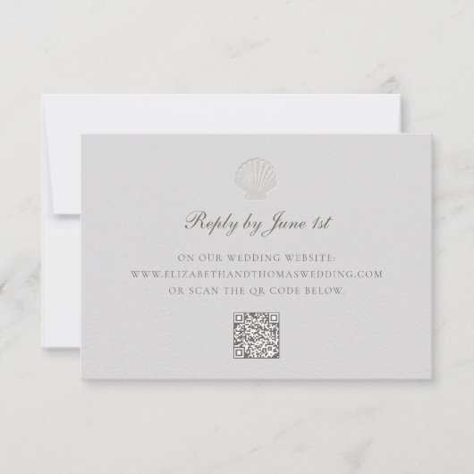 Nautische Muschel an der Küste formale QR-Hochzeit (Vorderseite)