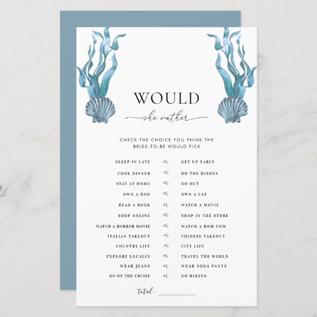 Nautische Muschel Brautparty würde sie eher spiele (Vorne/Hinten)