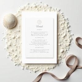 Nautische Muschel formale Hochzeitdetails rein Begleitkarte