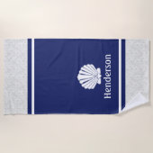 Nautische Muschel über die Marine Strandtuch (Vorderseite)