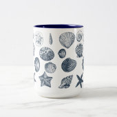 Nautische Muscheln Zweifarbige Tasse (Mittel)