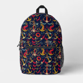 Nautische Muster Bedruckter Rucksack (Vorderseite)