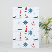 Nautische Muster Briefpapier (Stehend Vorderseite)