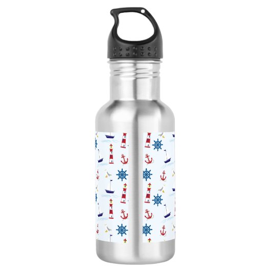 Nautische Muster Edelstahlflasche (Rückseite)
