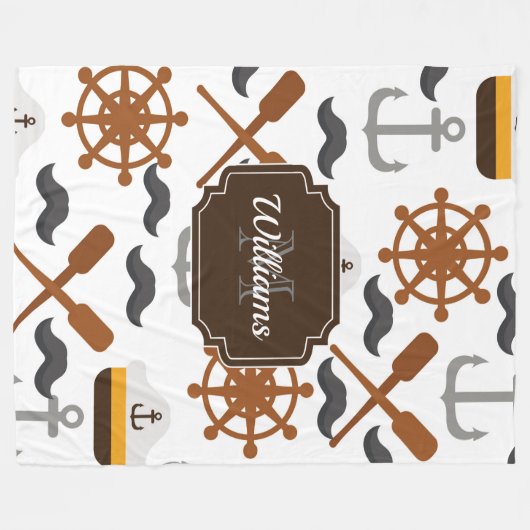 Nautische Muster Fleecedecke (Vorderseite (Horizontal))