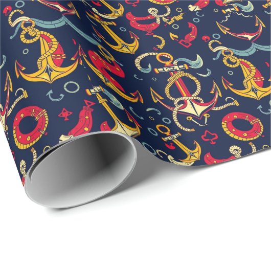 Nautische Muster Geschenkpapier (Rolleneckpunkt)