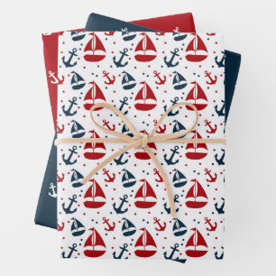 Nautische Muster Geschenkpapier Set