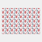 Nautische Muster Geschenkpapier Set (Vorderseite)
