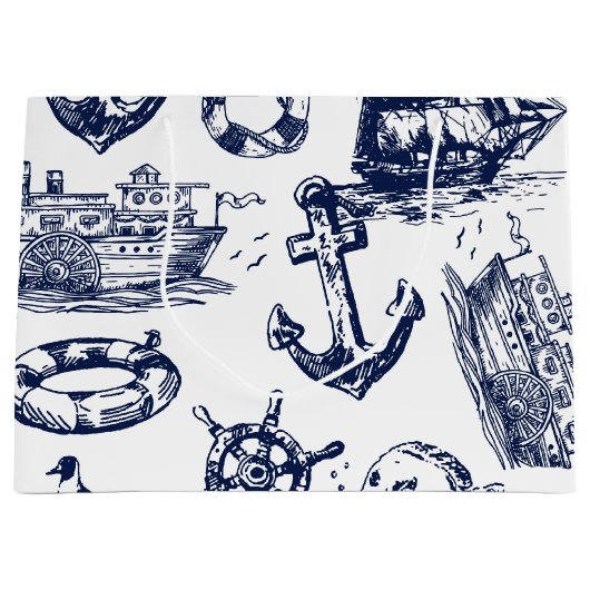 Nautische Muster Große Geschenktüte (Vorderseite)