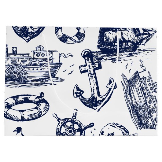 Nautische Muster Große Geschenktüte (Rückseite)