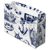 Nautische Muster Große Geschenktüte (Rückseite Schrägansicht)