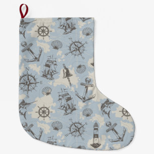Nautische Muster Großer Weihnachtsstrumpf