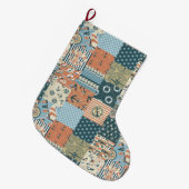 Nautische Muster Großer Weihnachtsstrumpf (Vorderansicht (hängend))