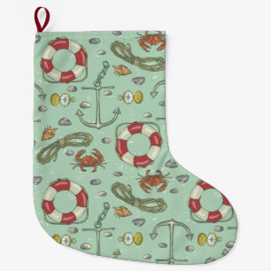 Nautische Muster Großer Weihnachtsstrumpf