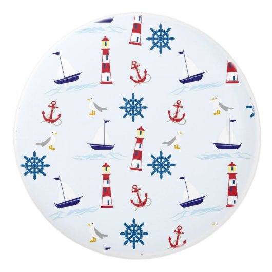 Nautische Muster Keramikknauf (Vorderseite)