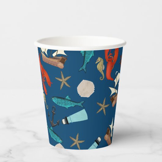 Nautische Muster Pappbecher (Vorderseite)