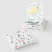 Nautische Muster Steinuntersetzer (Seitenansicht)