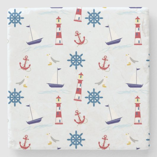 Nautische Muster Steinuntersetzer (Vorderseite)