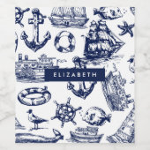 Nautische Muster Weinetikett (Einzelnes Label)