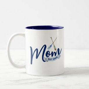 Nautische Mutter Etabliertes Marineblau Zweifarbige Tasse